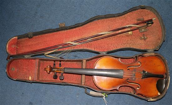 Two late 19th century violins,